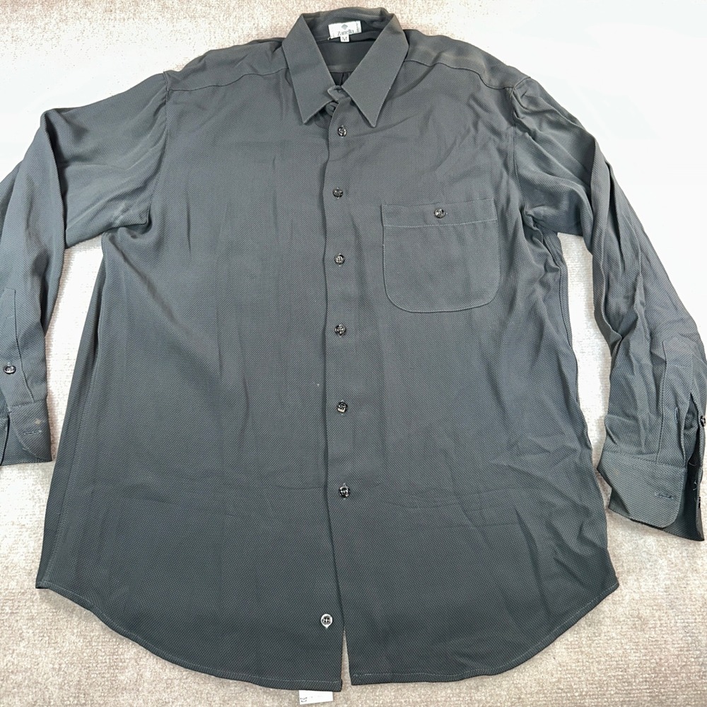 Zanella Mens Grey Textured Long Sleeve Button Down Shirt Made in Italy Size M